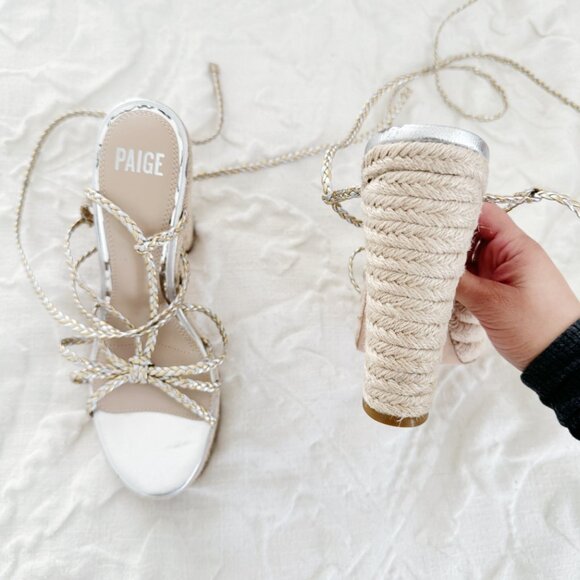PAIGE Braided Metallic Ankle-Strap Platform Espadrilles Size 9 New - Picture 7 of 10
